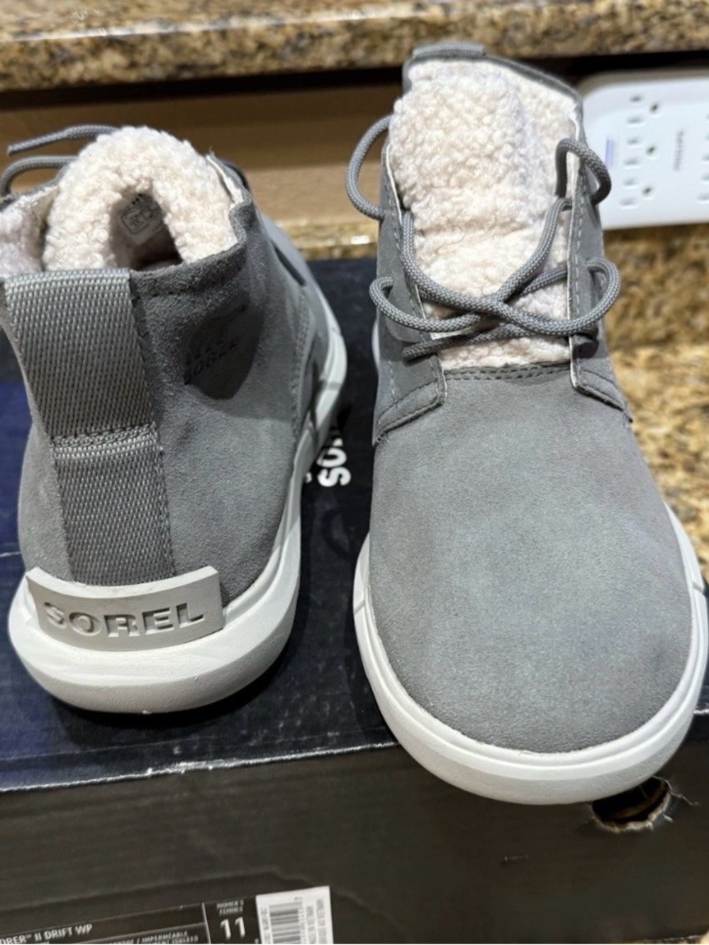 Sorel Explorer 2 Drift Waterproof Grey Suede Chukka Bootie Womens - Picture 5 of 6